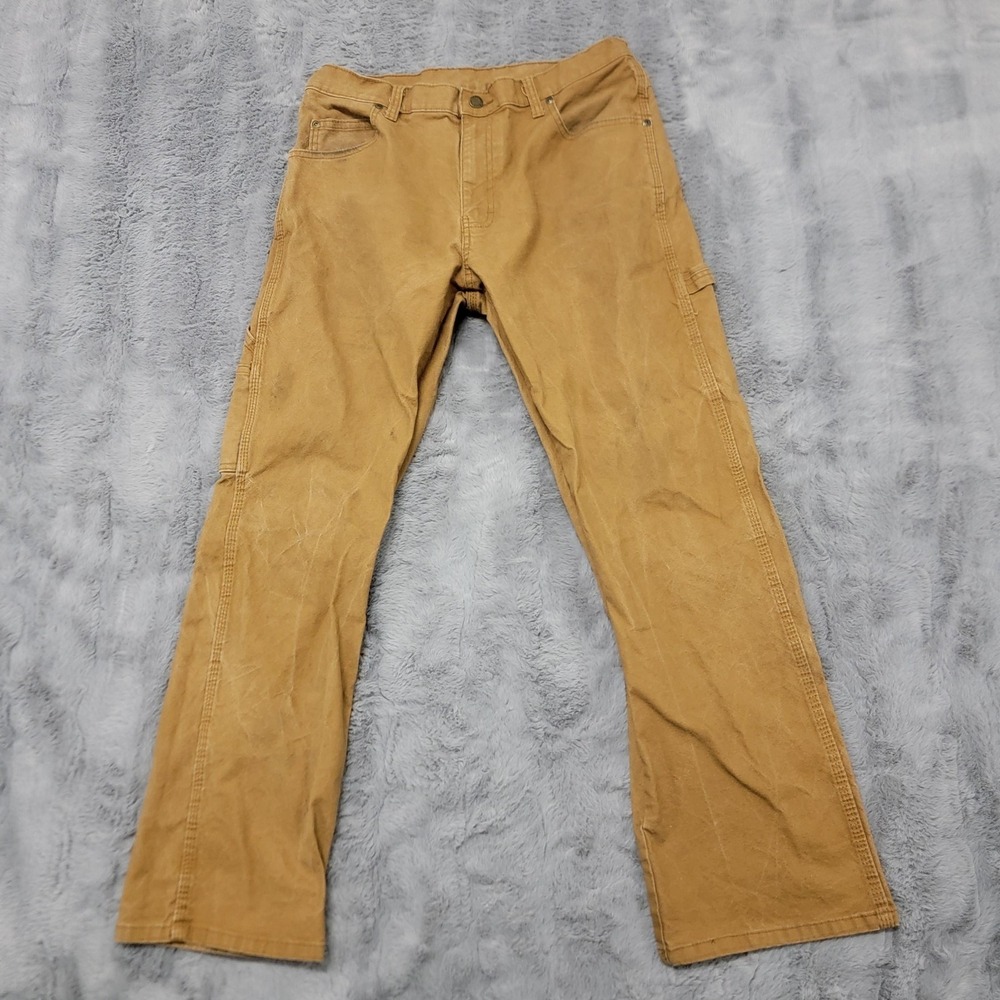 Dickies Pants Mens 32x30 Brown Canvas‎ Carpenter Utility Work Stretch